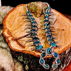 Large, Navajo Squash Blossom Southwest Necklace!